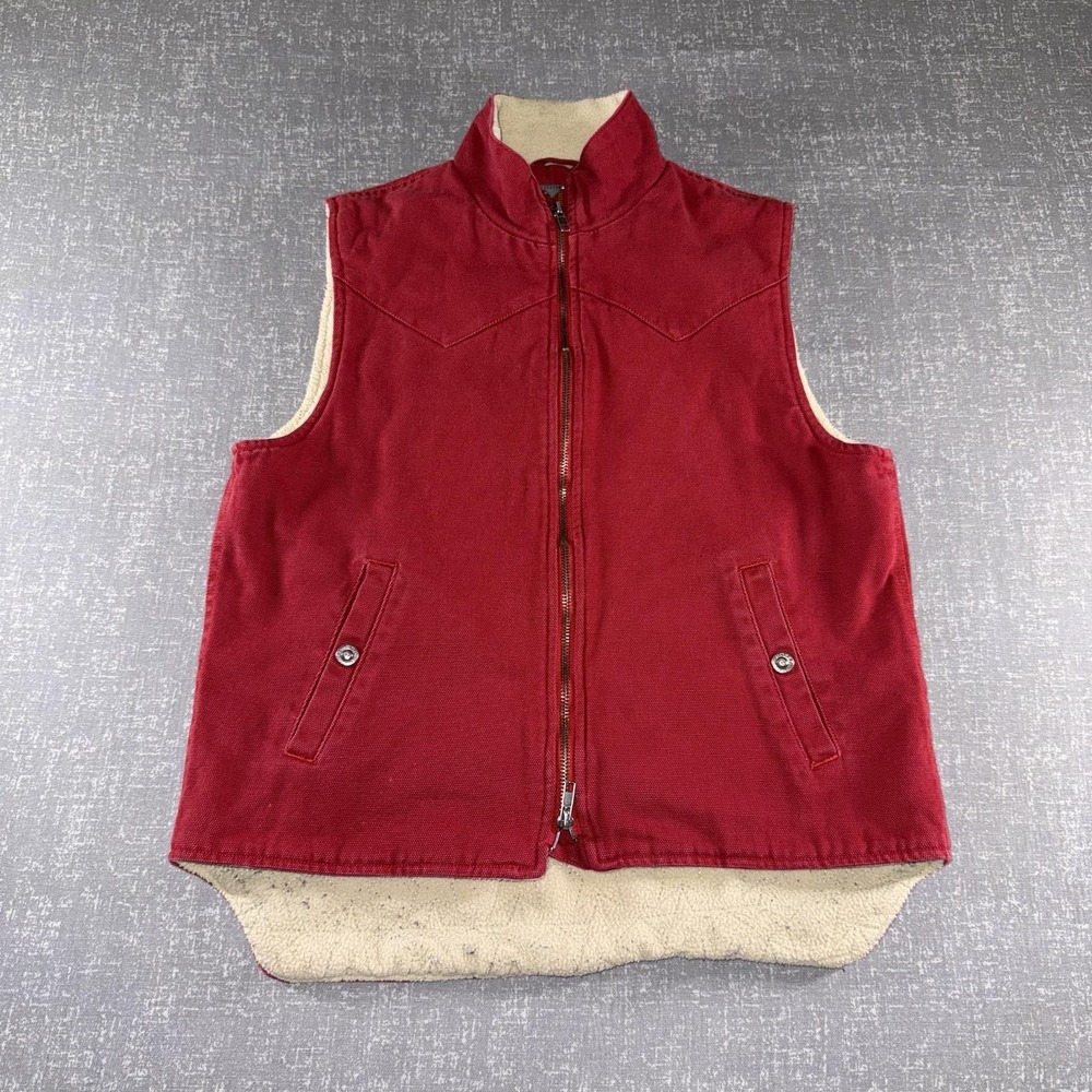Roper Vest Womens Large Red Canvas Sherpa Lined Western Workwear Horses Full Zip